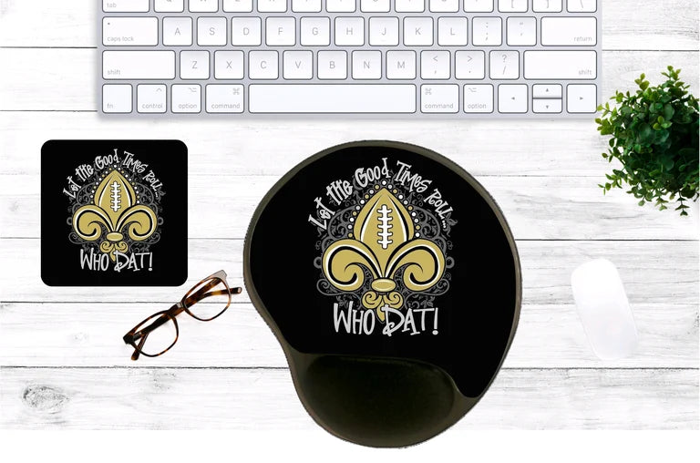 Let the Good Time Roll Mouse Pad & Coaster Set – Stylish, Durable & Customizable (3 Shape Options)