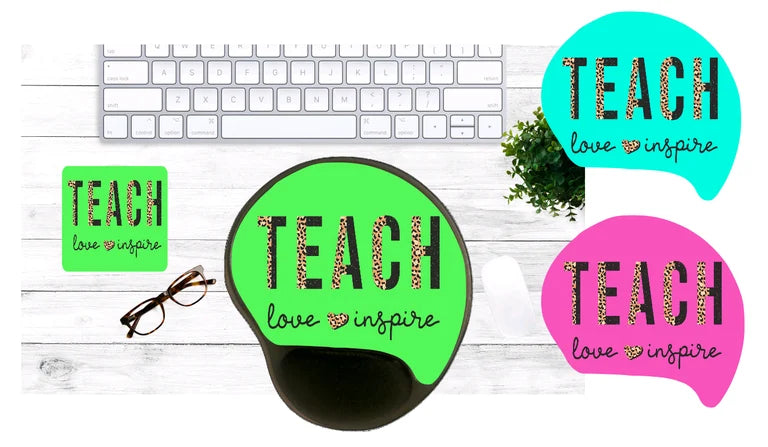 Teach Love Inspire Mouse Pad & Coaster Set – Stylish, Durable & Customizable (3 Shape Options)