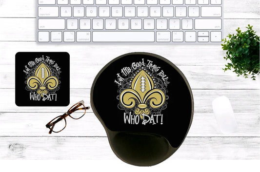 Let the Good Time Roll Mouse Pad & Coaster Set – Stylish, Durable & Customizable (3 Shape Options)