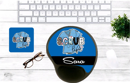 Scrub Life Personalized Name Mouse Pad & Coaster Set – Stylish, Durable & Customizable (3 Shape Options)