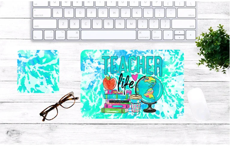 Teacher Life Mouse Pad & Coaster Set – Stylish, Durable & Customizable (3 Shape Options)