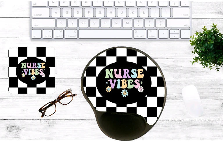 Nurse Vibes Mouse Pad & Coaster Set – Stylish, Durable & Customizable (3 Shape Options)