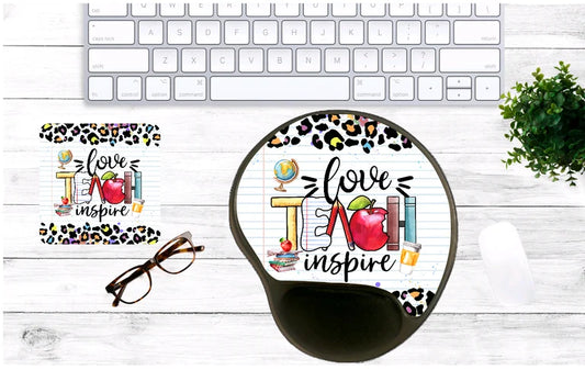 Teach Love Inspire Mouse Pad & Coaster Set – Stylish, Durable & Customizable (3 Shape Options)