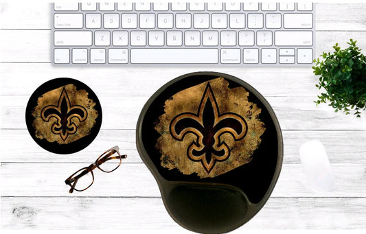 Fleur De Lis Mouse Pad & Coaster Set – Stylish, Durable & Customizable (3 Shape Options)