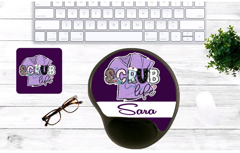 Scrub Life Personalized Name Mouse Pad & Coaster Set – Stylish, Durable & Customizable (3 Shape Options)