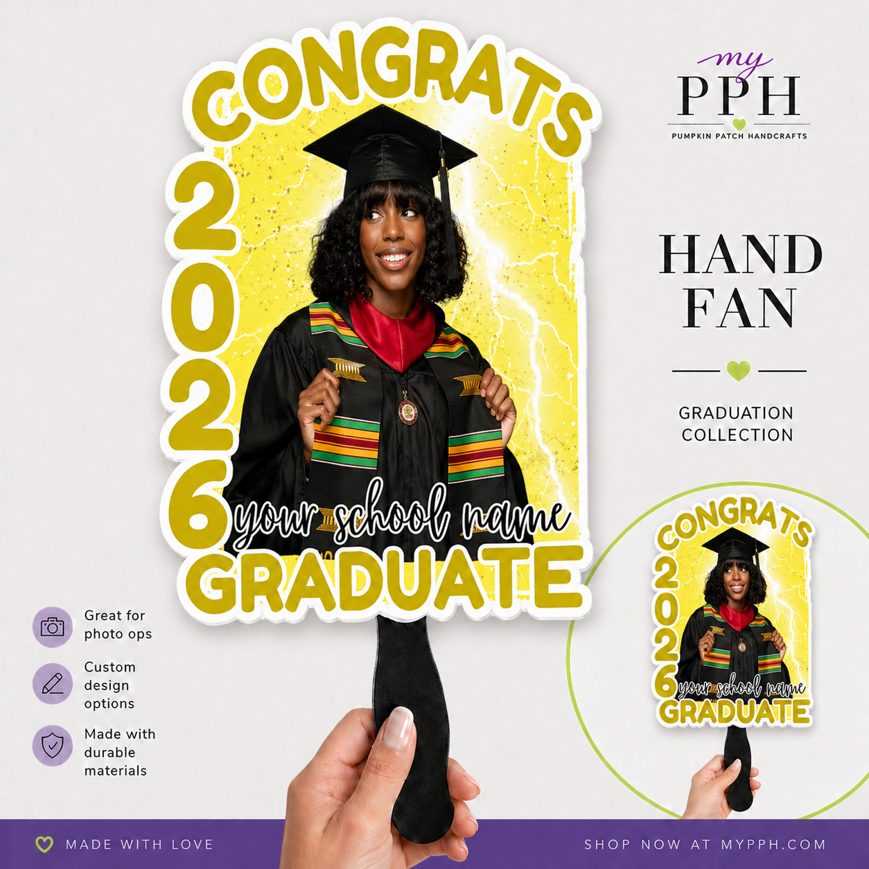 Graduation Hand Fan – Double-Sided