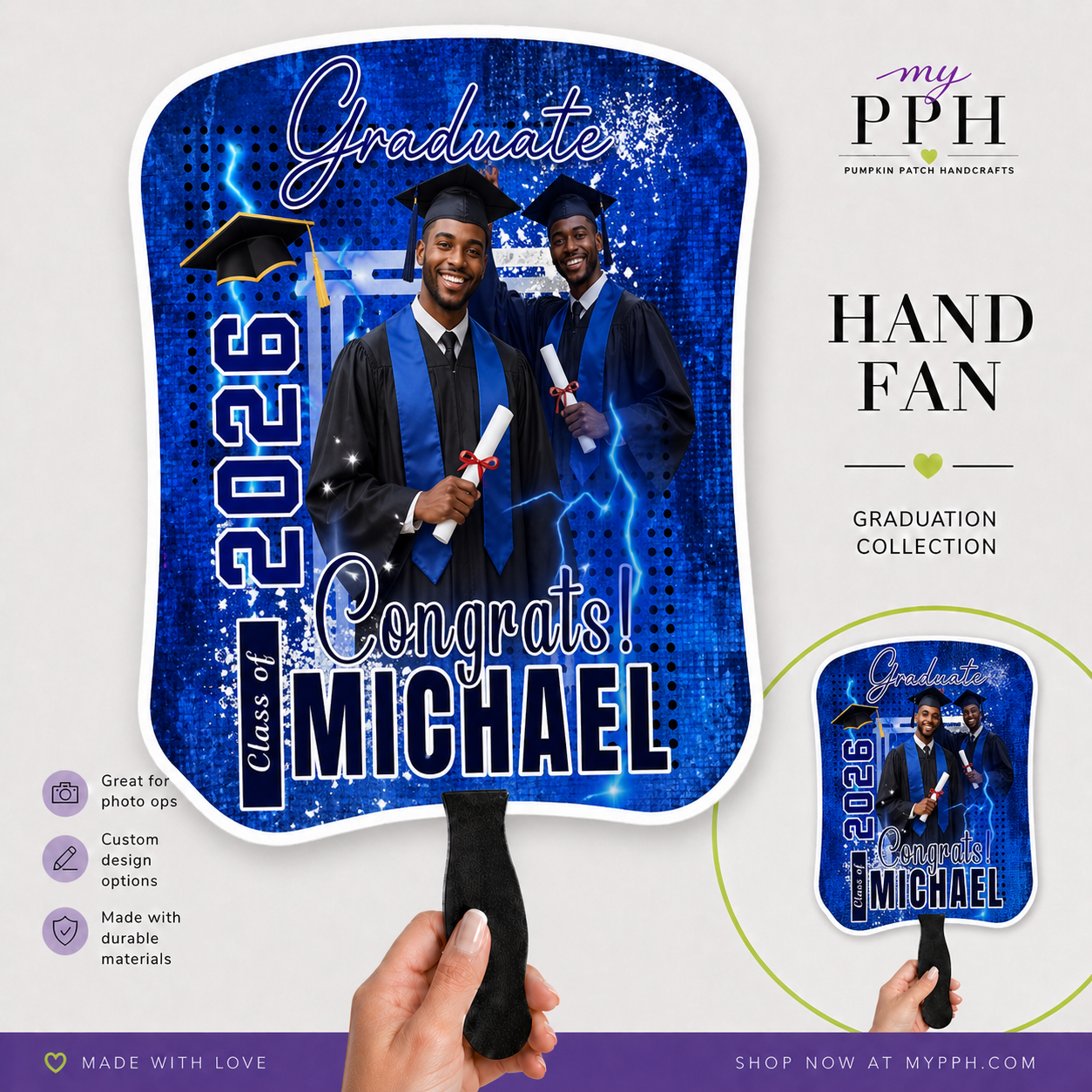 Graduation Hand Fan – Double-Sided