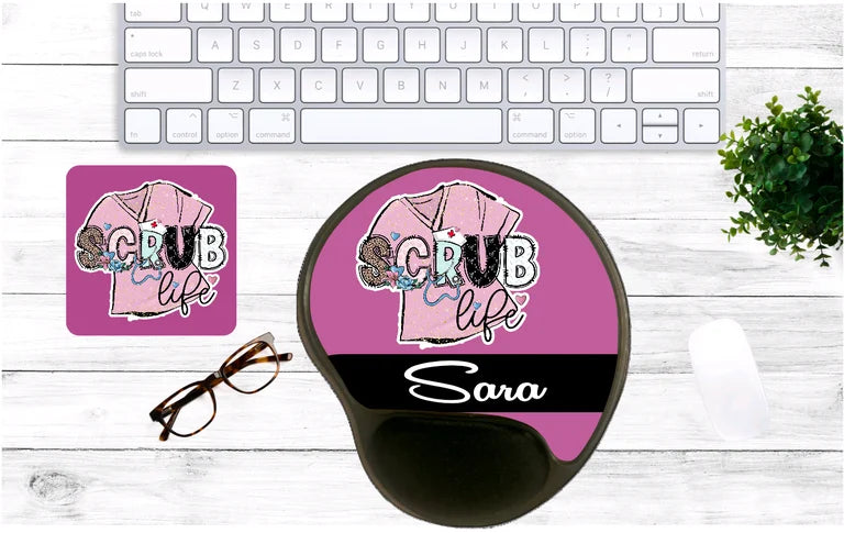 Scrub Life Personalized Name Mouse Pad & Coaster Set – Stylish, Durable & Customizable (3 Shape Options)